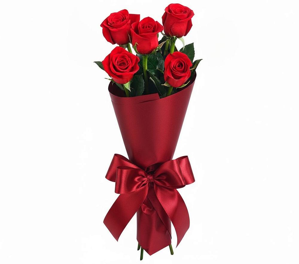 Букет 5 Красных роз Эдлесс Лав в Тарусе