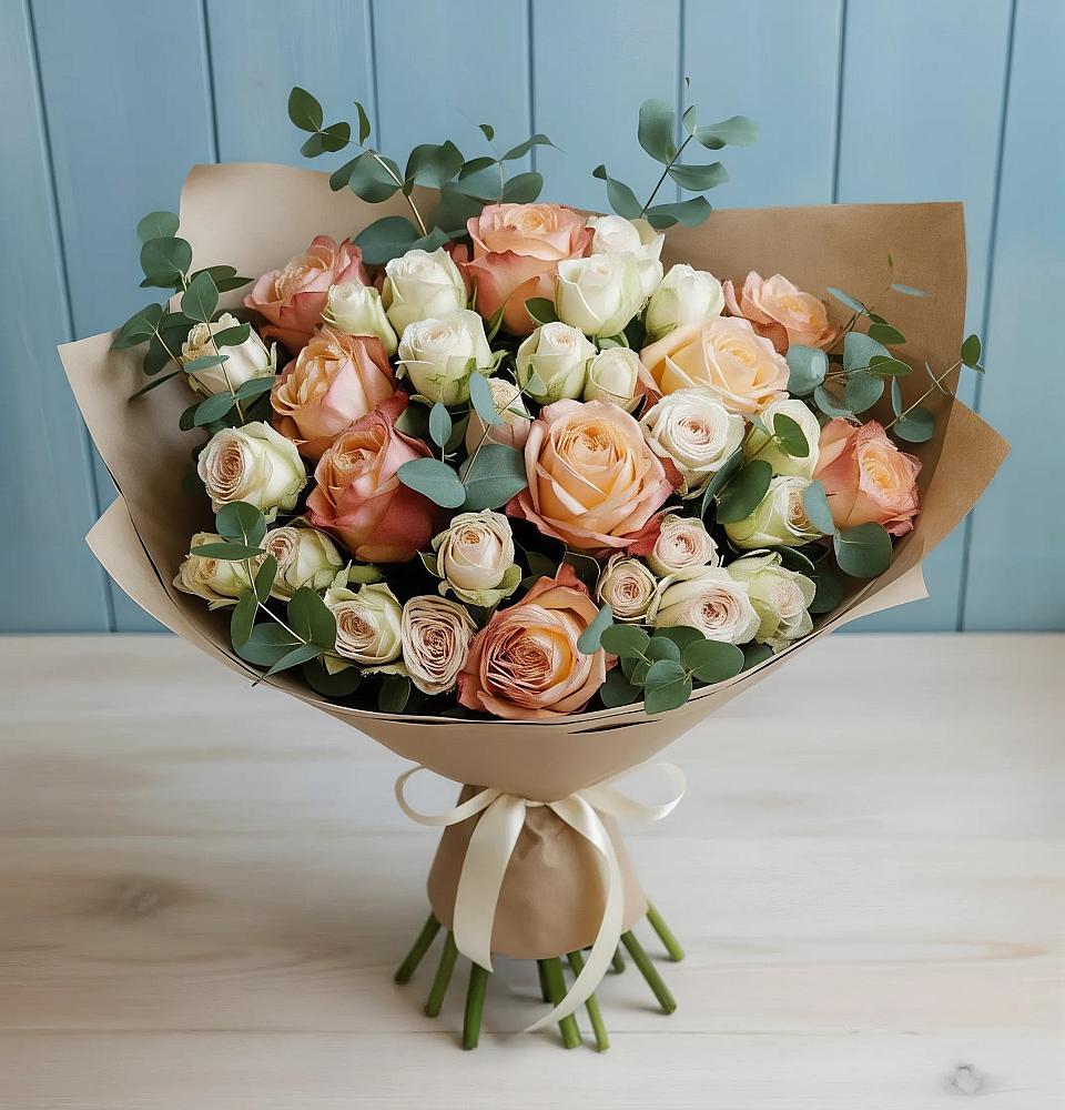 Букет цветов из: Альстромерии и Розы в Тарусе