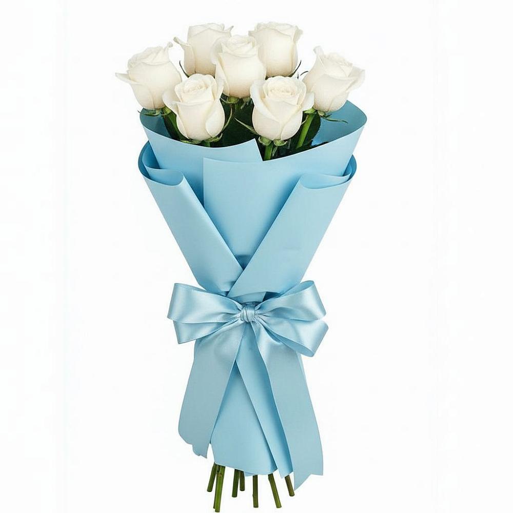 Букет 7 белых роз Проуд в Тарусе
