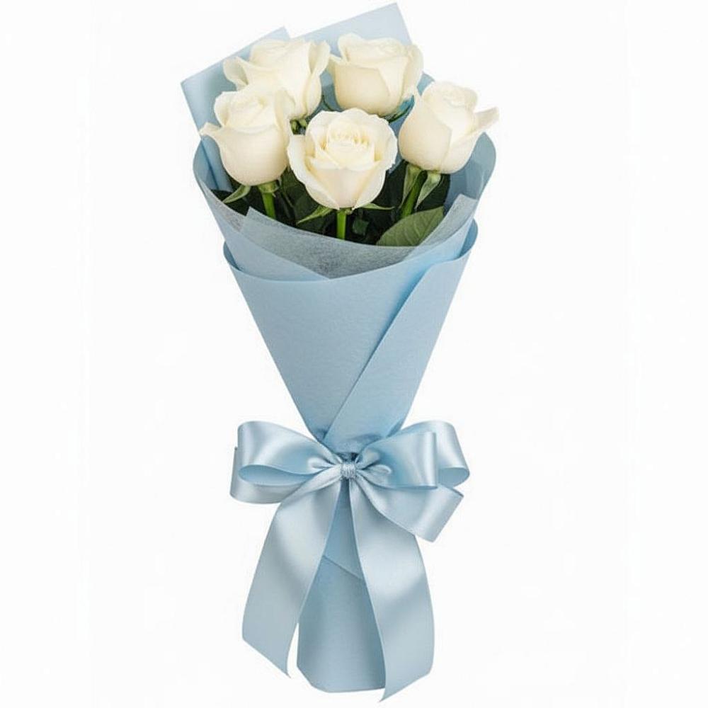 Букет 5 Белых роз Проуд в Тарусе