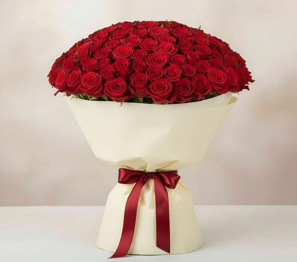 Букет 101 Красная роза Милано в Тарусе