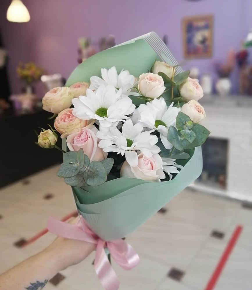 Букет цветов из: Хризантемы и Розы в Тарусе