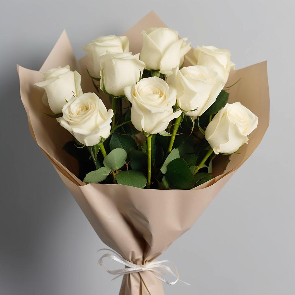 Букет 9 Белых роз Эдлесс Лав в Тарусе