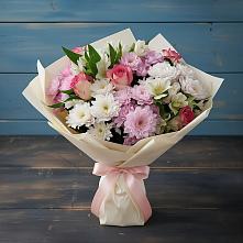 Букет цветов из:  Хризантемы, Альстромерии и Розы в Тарусе