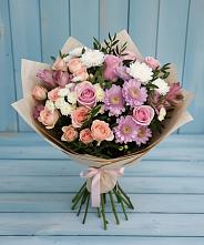 Букет цветов из:  Хризантемы, Розы и Альстромерии в Тарусе
