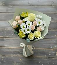 Букет цветов из:  Альстромерии, Розы и Хризантемы в Тарусе