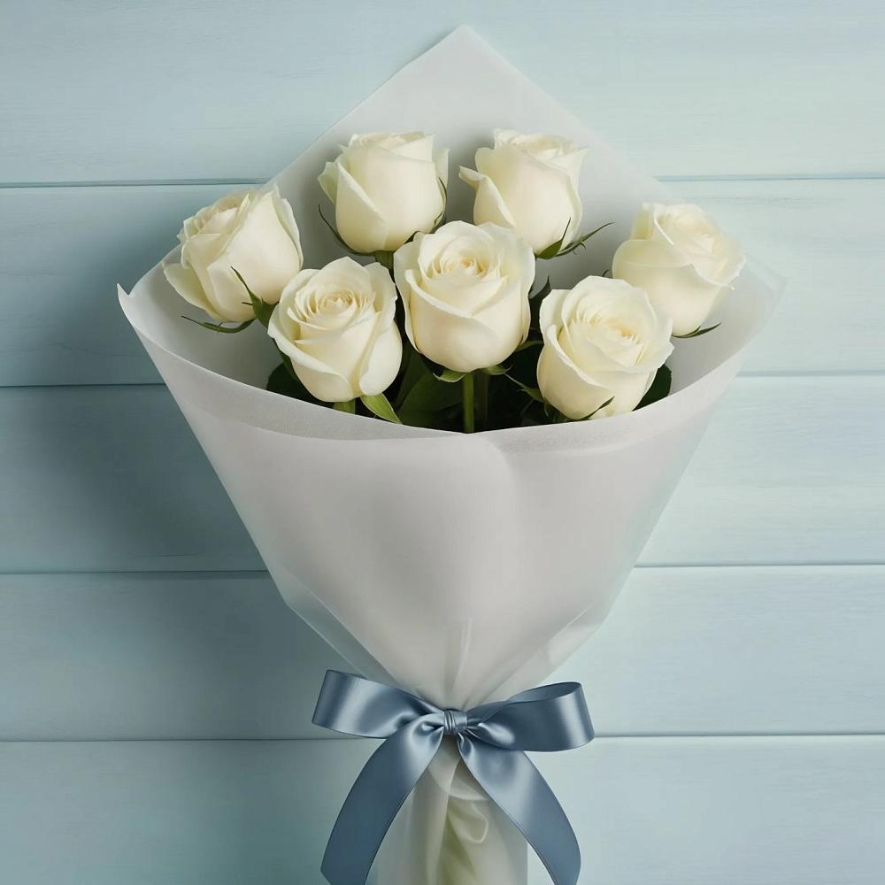 Букет 7 Белых роз Эдлесс Лав в Тарусе