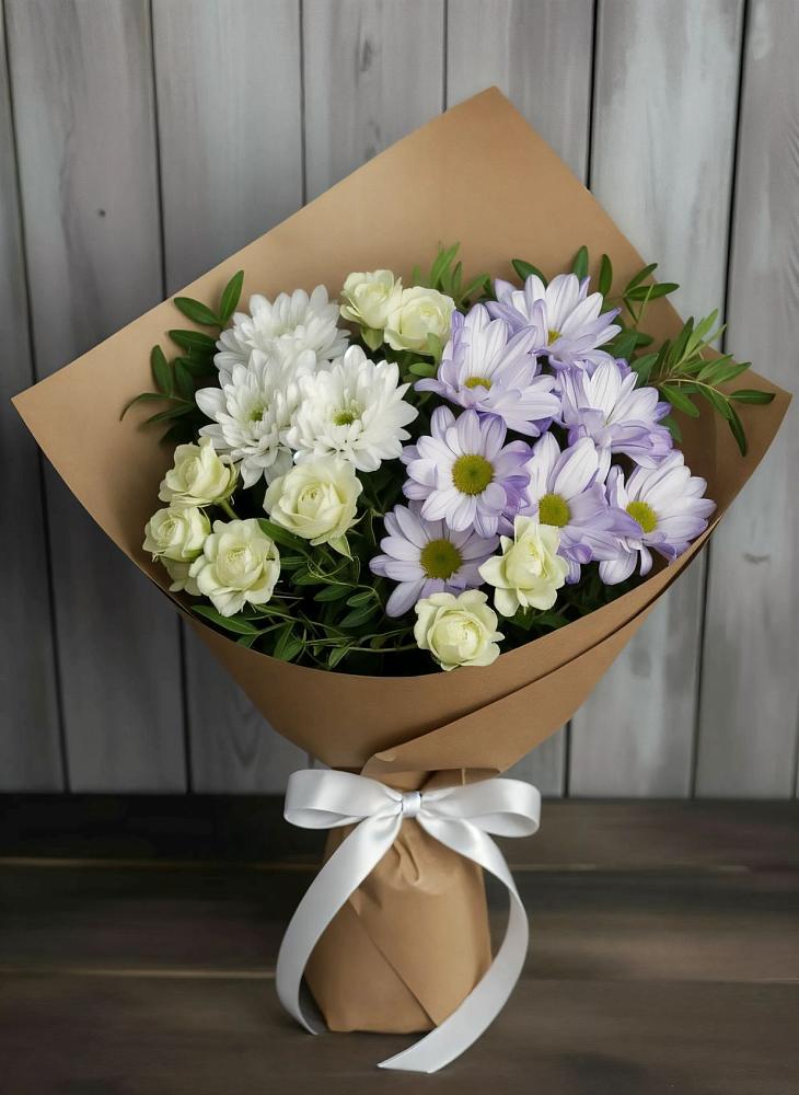 Букет цветов из: Хризантемы и Розы в Тарусе