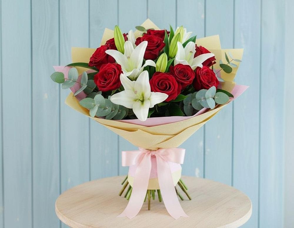 Букет цветов из: Лилии и Розы в Тарусе